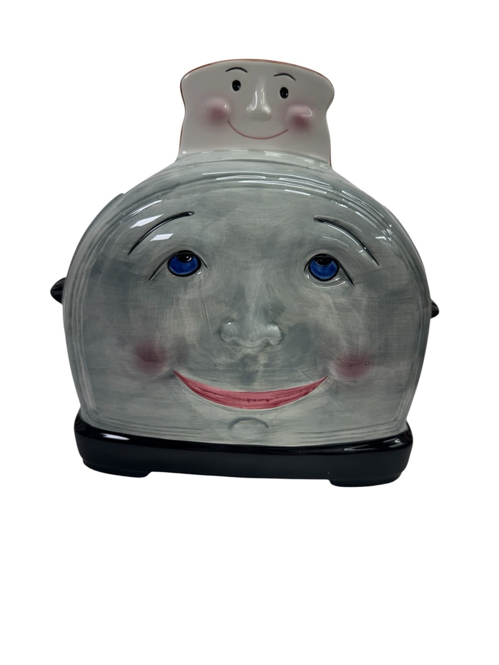 Vintage Clay Art Smiling Toaster Cookie Jar.